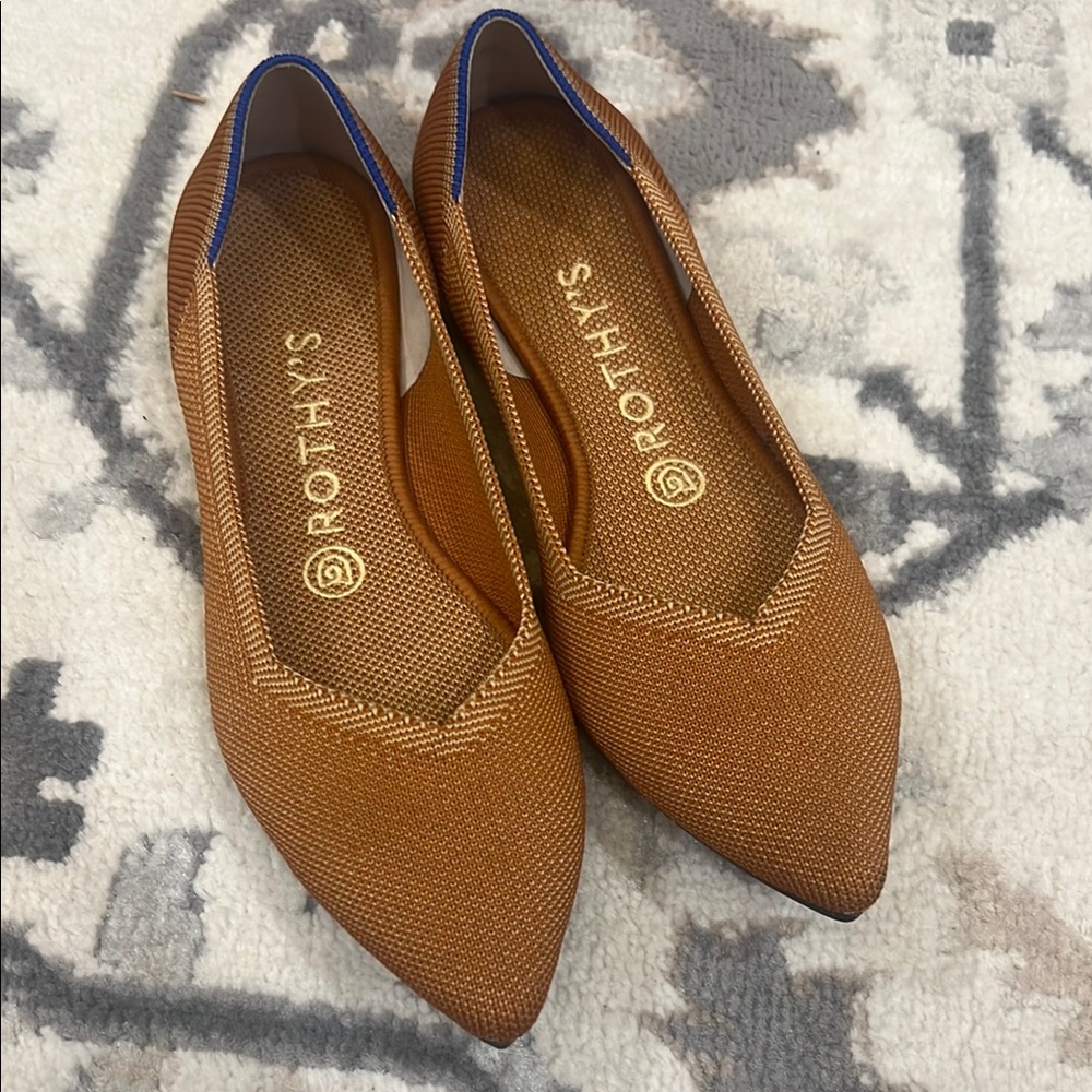 Rothy's Tan Pointed-Toe Flats Sleek Minimalist Design